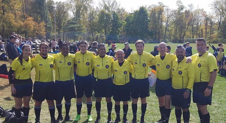 Brian Baer, third from the right, in a group of referees.