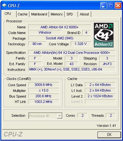 CPU-Z - Athlon 64 X2 6000+