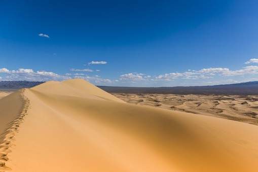 Gobi Desert Sand Dunes Foot Tracks