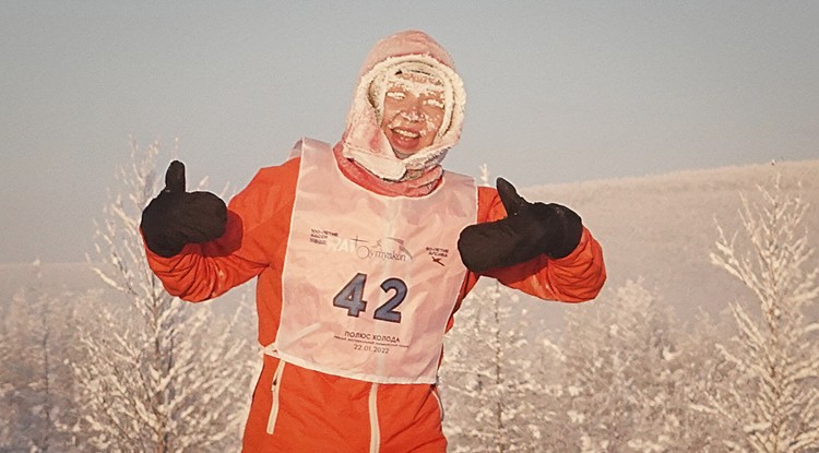 Versenyző az oymyakoni maratonon