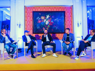 Na zdjęciu od lewej: Filip Kowalik („Forbes”), Sebastian Wojciechowski (PCF Group), Paweł Marchewka (Techland), Adam Kiciński (CD Projekt), Piotr Karnaszewski („Forbes”). Topowi twórcy gier rozmawiali z dziennikarzami „Forbesa” o kondycji sektora i o tym, co go czeka.