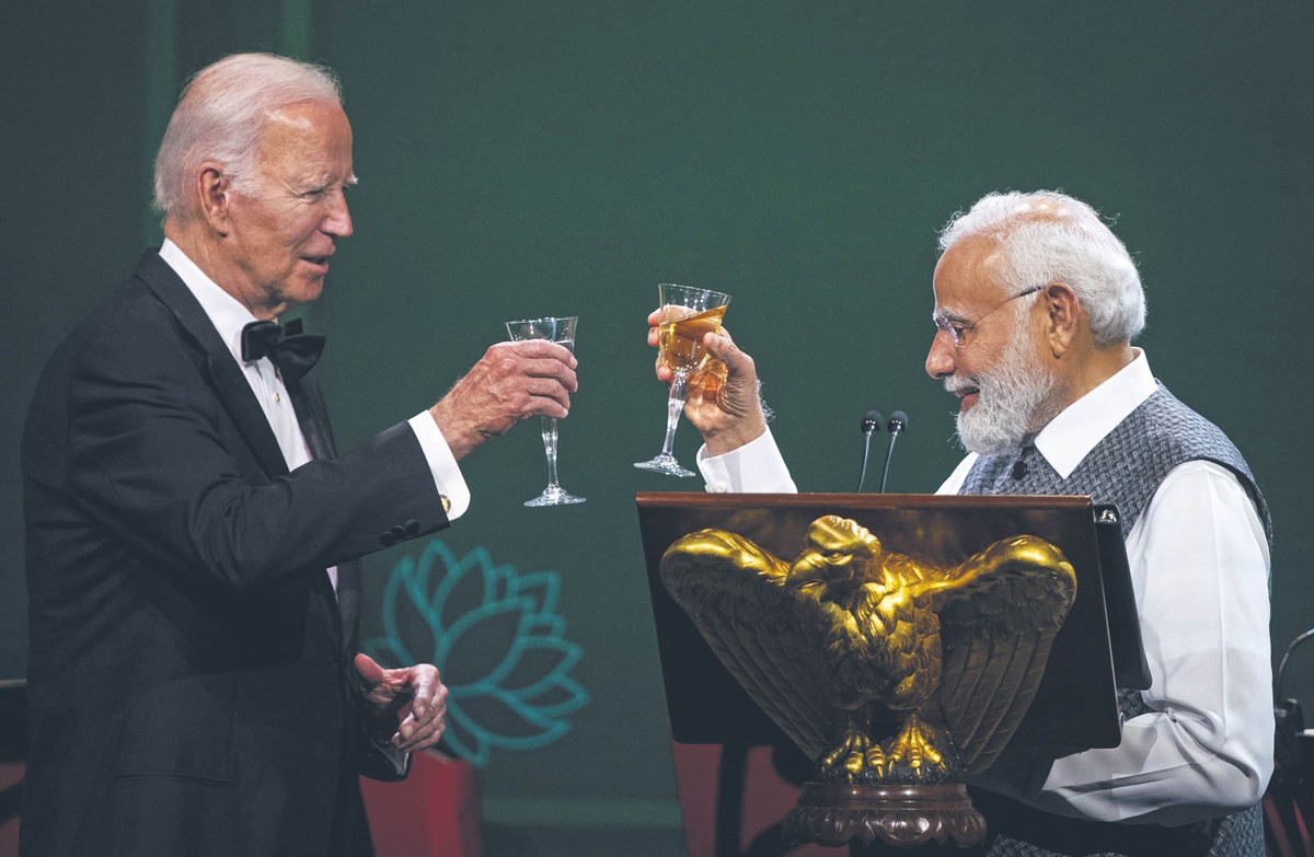 Prezydent USA Joe Biden i premier Indii Narendra Modi na spotkaniu w Waszyngtonie