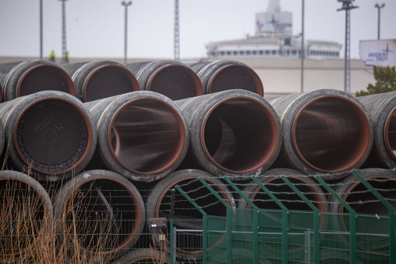 Niewykorzystane rury gazociągu Nord Stream 2, Niemcy, 22 lutego 2023 r.