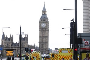 Emergency services respond after an incident on Westminster Bridge in London