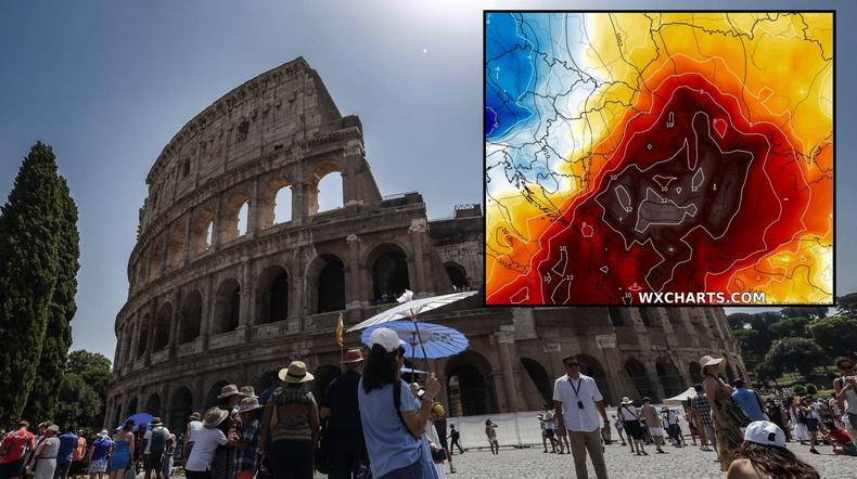 Wielki żar nad Europą. Temperatura poszybuje prawie do 50 st. C! (mapa: wxcharts.com)