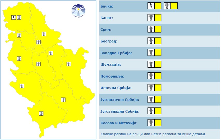Meteoalarm za 2. septembar