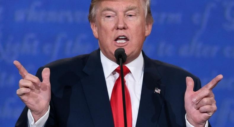 US Republican candidate Donald Trump speaks during the final presidential debate in Las Vegas, Nevada, on October 19, 2016