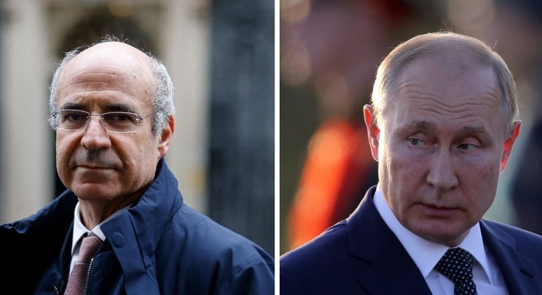 Investor and political activist Bill Browder (left) and Russian President Vladimir Putin (right)