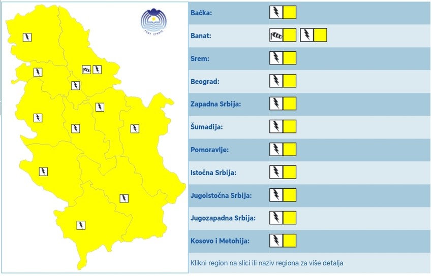 Potencijalno opasno vreme u četvrtak