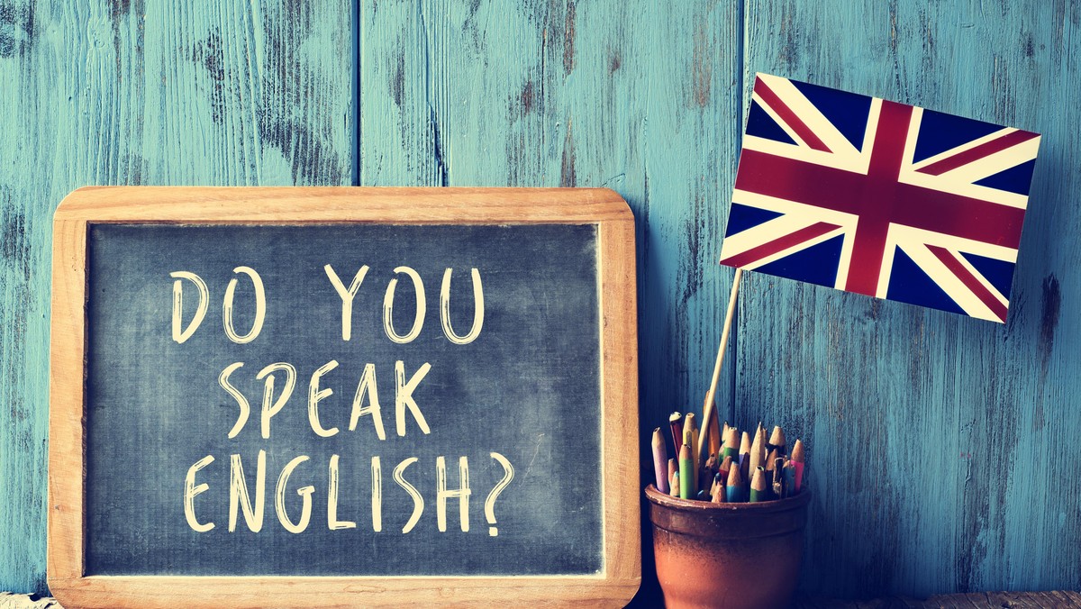 text do you speak english? in a chalkboard, filtered