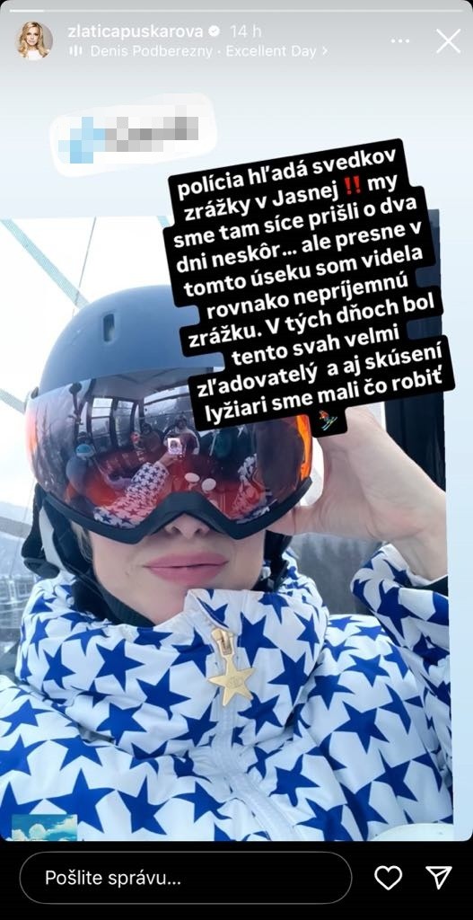 Zlatica bola tiež svedkom zrážky lyžiarov. 
