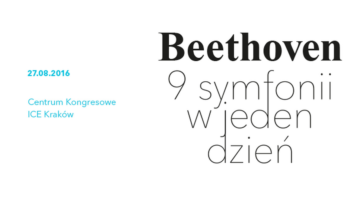 Kolejna odsłona cyklu sześciu spektakularnych koncertów-maratonów CC Extreme poświęcona zostanie Beethovenowi. W jednym dniu wykonane zostaną wszystkie symfonie ostatniego z klasyków wiedeńskich. Krakowską Capellę Cracoviensis podczas koncertów, które odbędą się 27 sierpnia w Sali Audytoryjnej Centrum Kongresowego ICE Kraków, poprowadzi pięciu wybitnych dyrygentów - Paul Goodwin, Christophe Rousset, Eivind Gullberg Jensen, Evelino Pidò oraz szef CC Jan Tomasz Adamus.