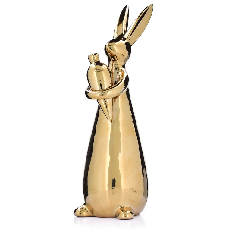 Figurka królik DUKA GODIS 25 cm złota porcelana