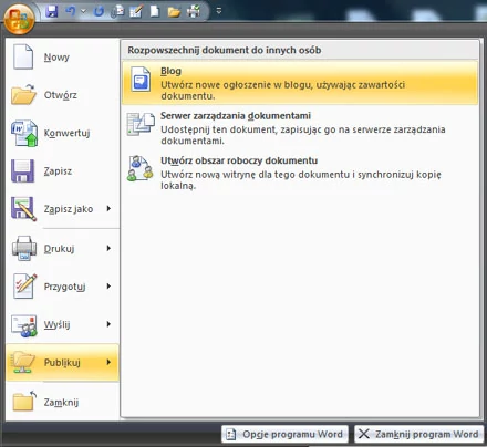 Publikowanie postu na blogu bezpośrednio z Worda