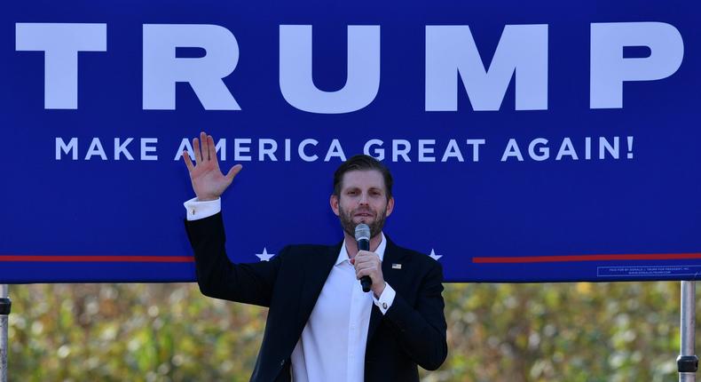 Eric Trump at a campaign event in Monroe, North Carolina, on October 8.