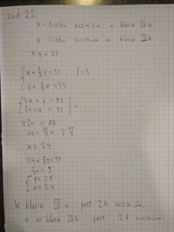 Egzamin gimnazjalny z matematyki - zadanie 22, odpowiedź 