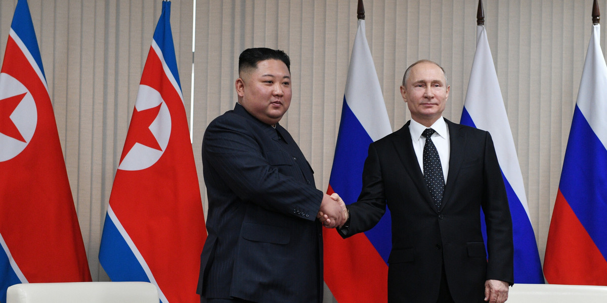 Kim Dzong Un i Władimir Putin.