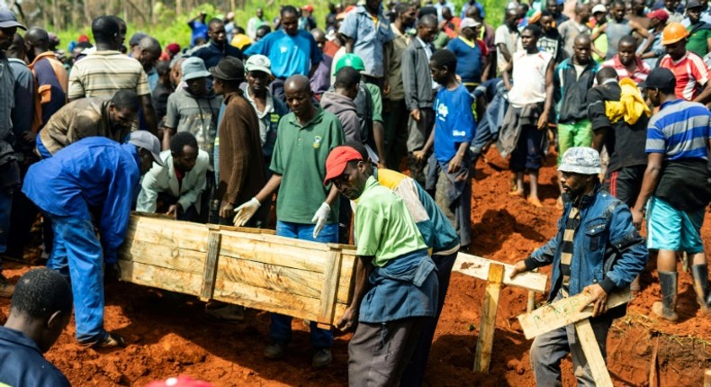 Mourning: Victims of the disaster were given a joint burial on Monday at the local cemetery, Chimanimani Heroes Acre