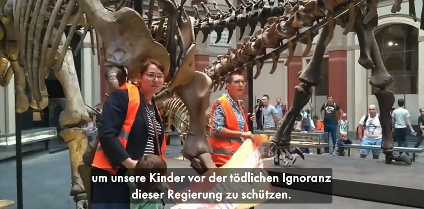 Aktywiści znów przykleili się w muzeum. "Wyginiemy jak dinozaury"