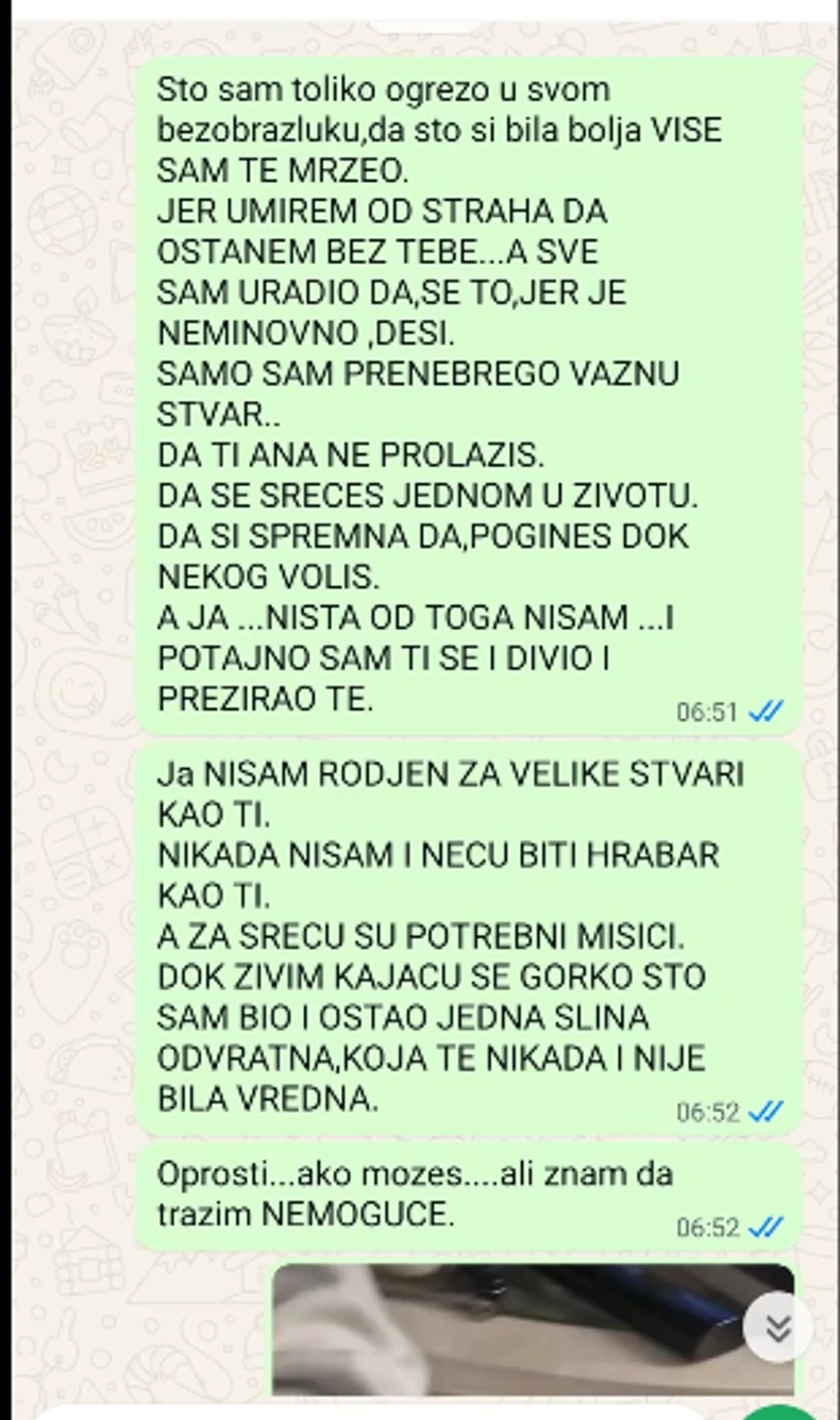 Ana objavila poruke koje joj je slao Rale