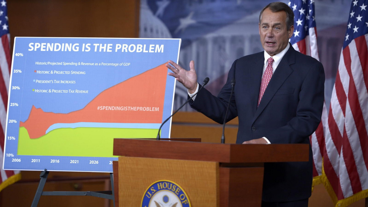 Republikański przewodniczący Izby Reprezentantów USA John Boehner zarzucił w czwartek administracji Baracka Obamy, że demonstrując powściągliwość w kwestii redukcji wydatków budżetowych, wydaje się chcieć "spowolnienia gospodarki aż do klifu fiskalnego".