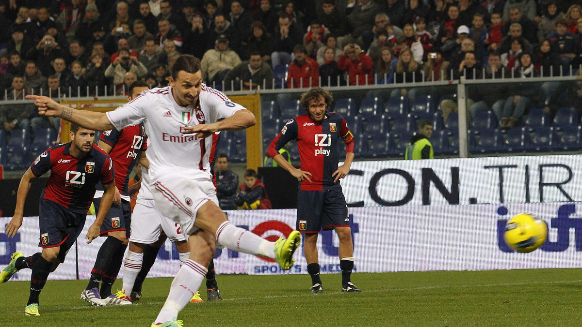 CFC Genoa przegrała na własnym stadionie z AC Milan 0:2 (0:0) w meczu 14. kolejki włoskiej Serie A. Gola dla gości zdobył niezawodny Zlatan Ibrahimovic, gospodarze kończyli natomiast mecz w osłabieniu, gdyż czerwoną kartką ukarany został były piłkarz Rossonerich Kachaber Kaładze.