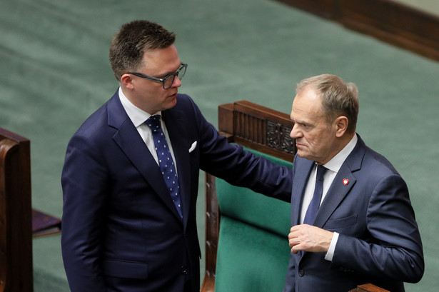 Szymon Hołownia i Donald Tusk w Sejmie