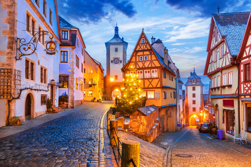 Medieval,Town,Of,Rothenburg,Ob,Der,Tauber,At,Night,,Romantic