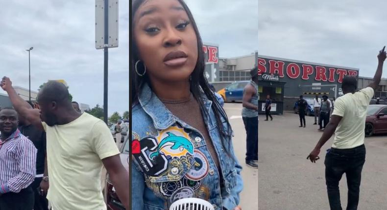 Ras Nene loses cool as Achimota Mall stops him from shooting skit with Efia Odo (WATCH)