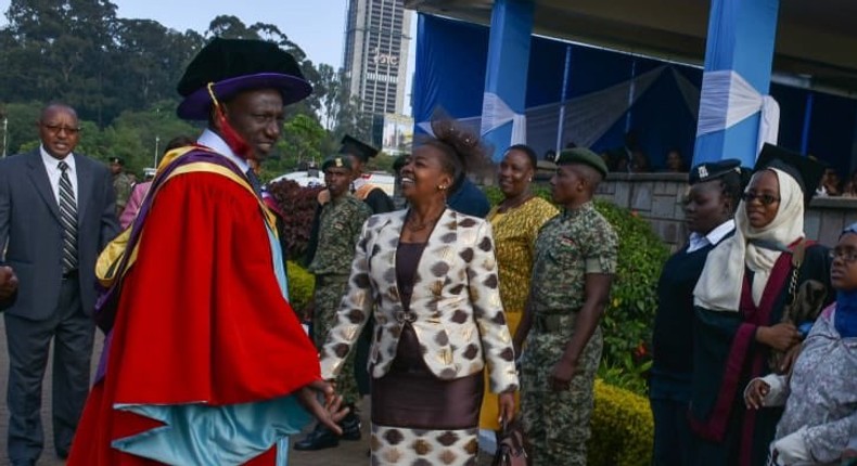 DP William Ruto with his wife Rachel after he graduated with a PhD at Nairobi University (twitter)