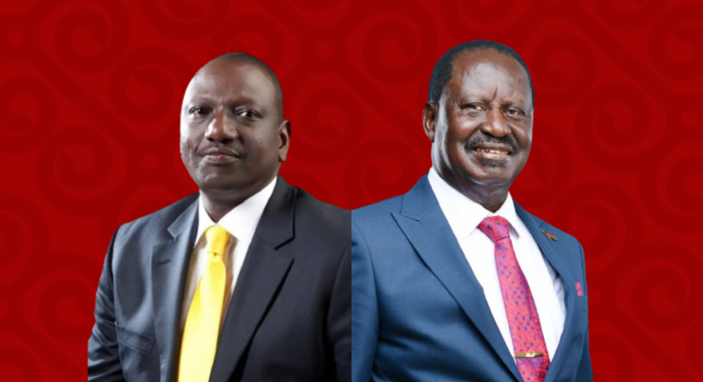 2022 presidential candidates Dr William Ruto (Kenya Kwanza) and Raila Odinga (Azimio) 