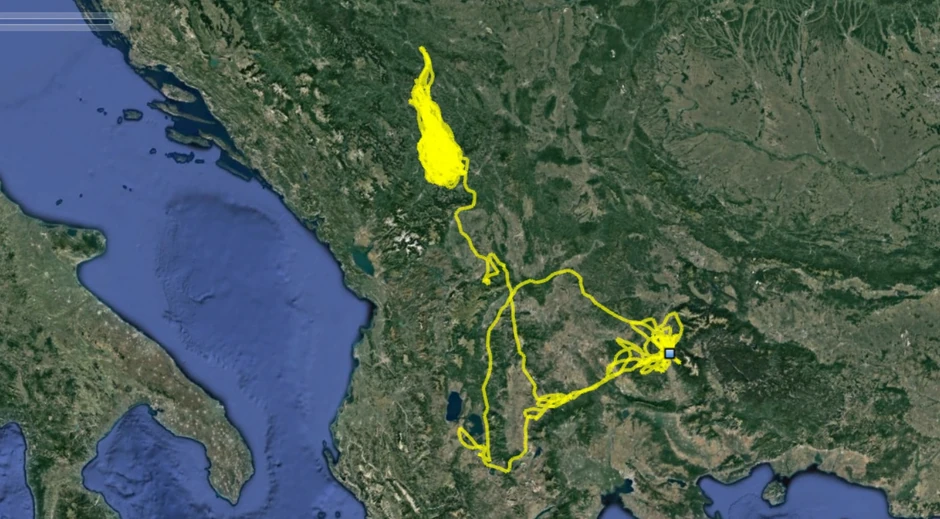 Mapa putanje koju je sup preleteo za dve i po godine