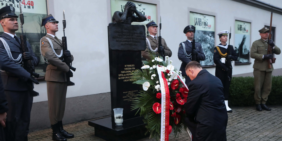 Prezydent Andrzej Duda w Wieluniu: "Byliśmy ofiarą pierwszego momentu wojny"