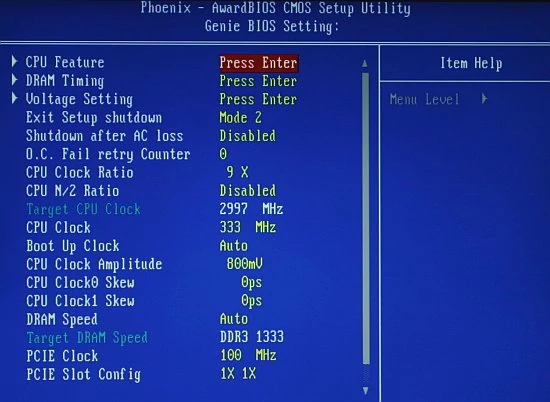 Genie BIOS Setting – centrum dowodzenia