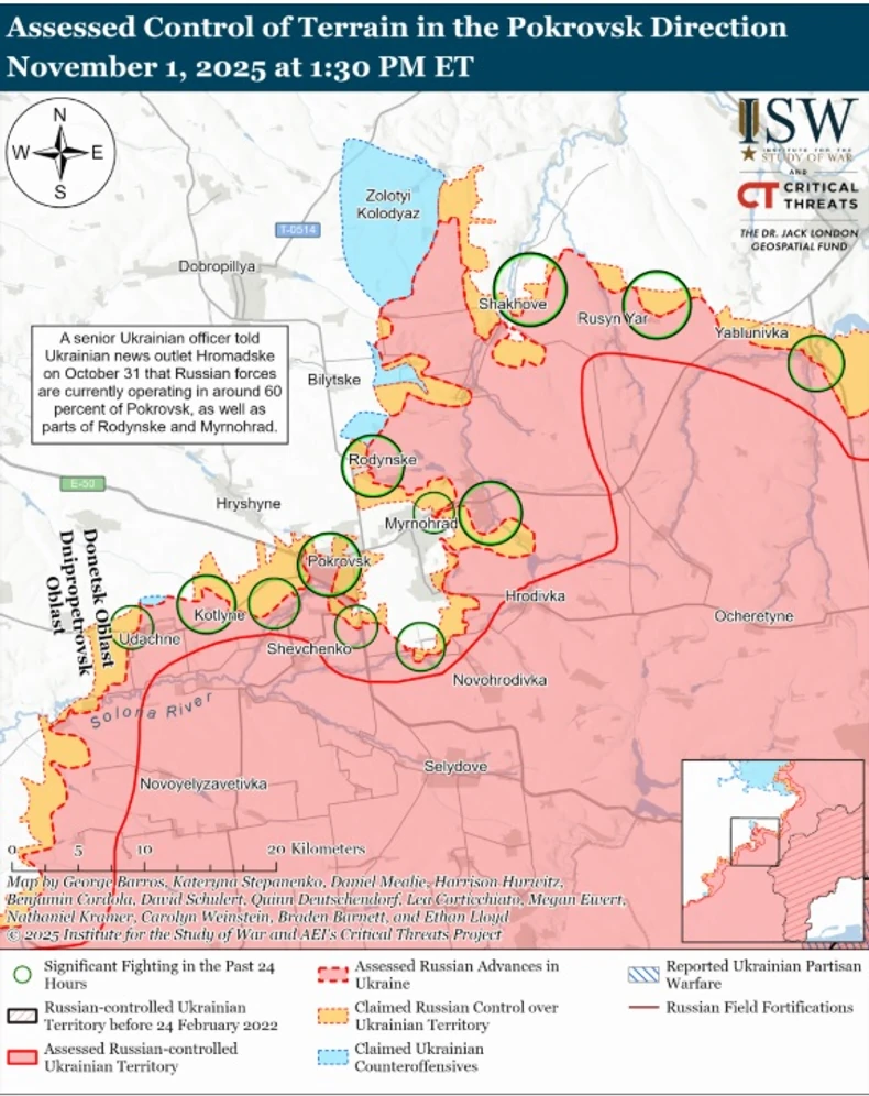 Pokrovsk na mapi ISW
