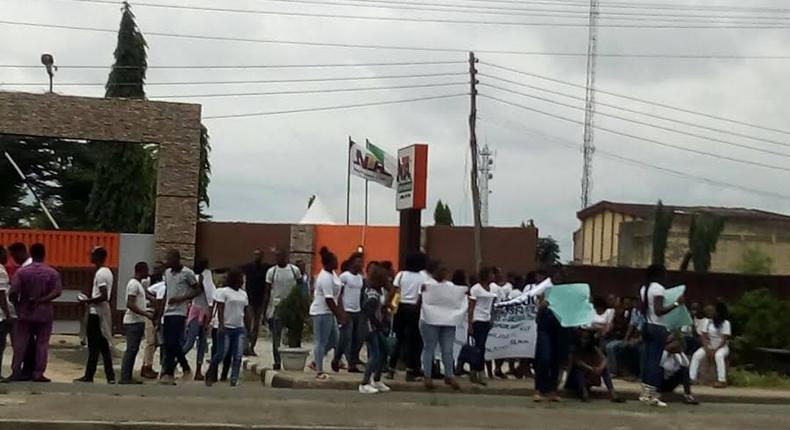 University of Port Harcourt Students protesting closure of school fees portal (NAN)