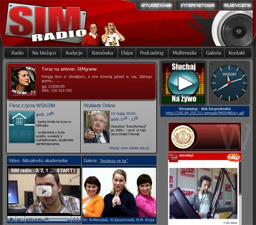 Strona internetowa Radia SIM