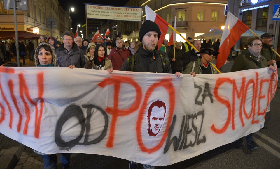 WARSZAWA AMBASADA ROSJI PROTEST ROCZNICA SMOLEŃSKA (demonstracja)