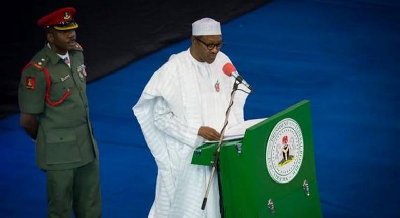 President Muhammadu Buhari attends 15th Anyiam-Osigwe lecture in Abuja on December 11, 2015