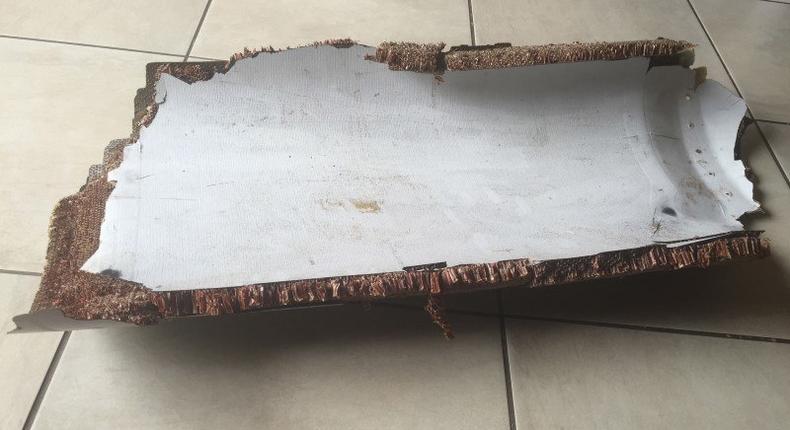 A piece of debris found by a South African family off the Mozambique coast in December 2015, which authorities will examine to see if it is from missing Malaysia Airlines flight MH370, is pictured in this handout photo released to Reuters March 11, 2016.