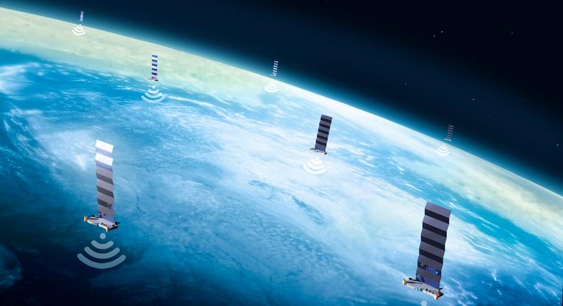 Illustration of SpaceX's Starlink network of satellites.Getty Images