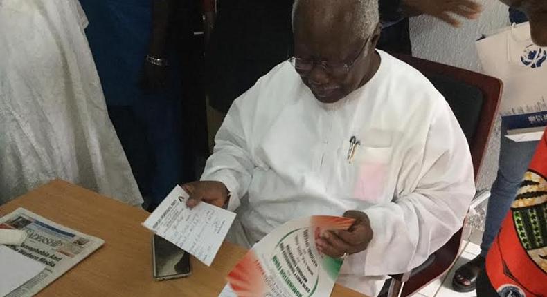 Bode George picks PDP Chairmanship nomination form on Friday, August 5, 2016.