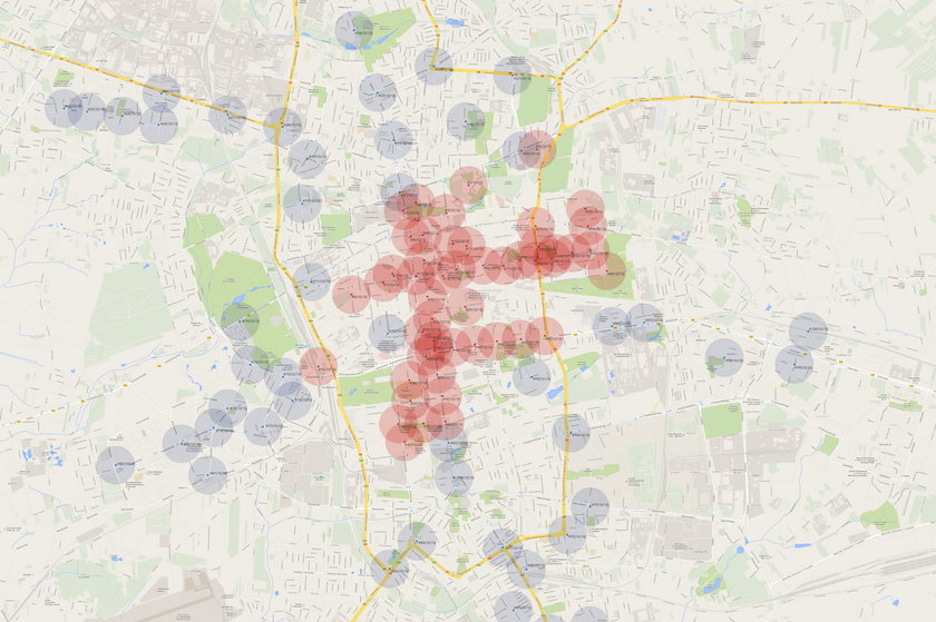 mapa roweru miejskiego w Łodzi