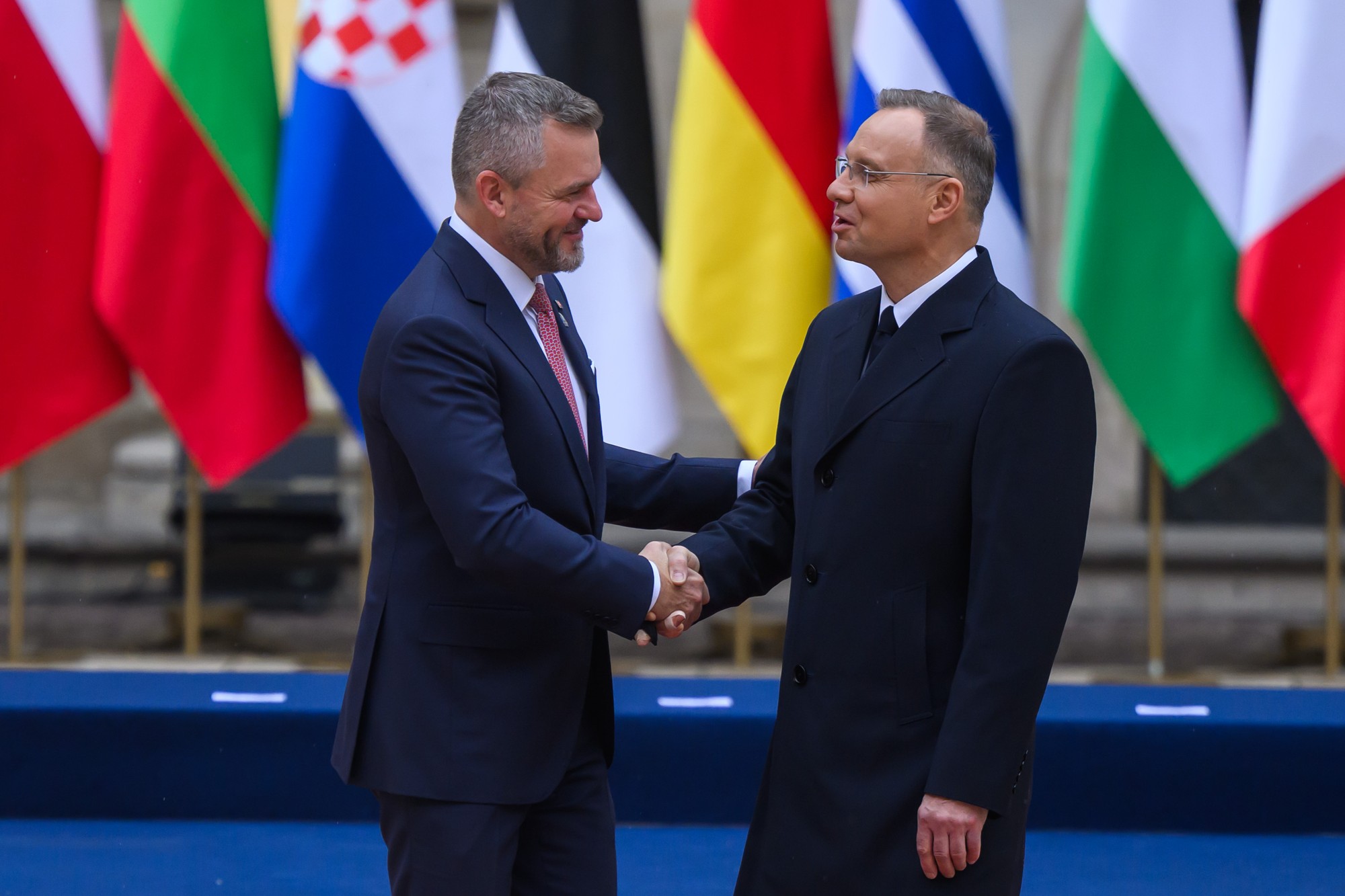 Zľava prezident SR Peter Pellegrini a poľský prezident Andrzej Duda.