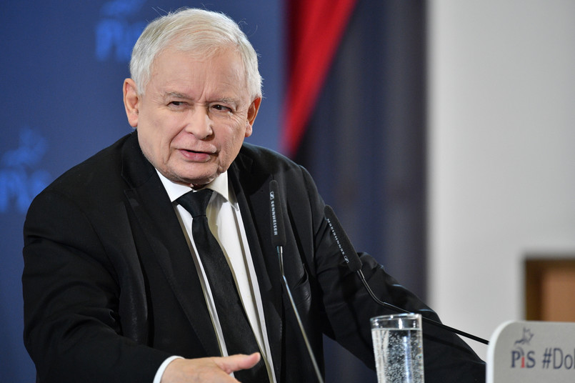 Prezes Prawa i Sprawiedliwości Jarosław Kaczyński podczas spotkania z wyborcami w Radomiu