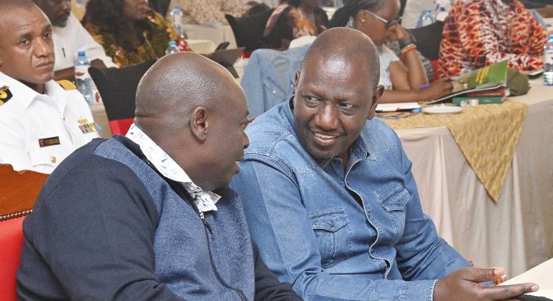 President William Ruto with Deputy President Rigathi Gachagua at a meeting with MPs