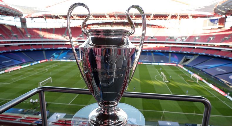 Le trophee de la Ligue des Champions à Lisbonne le 22 août 2020
