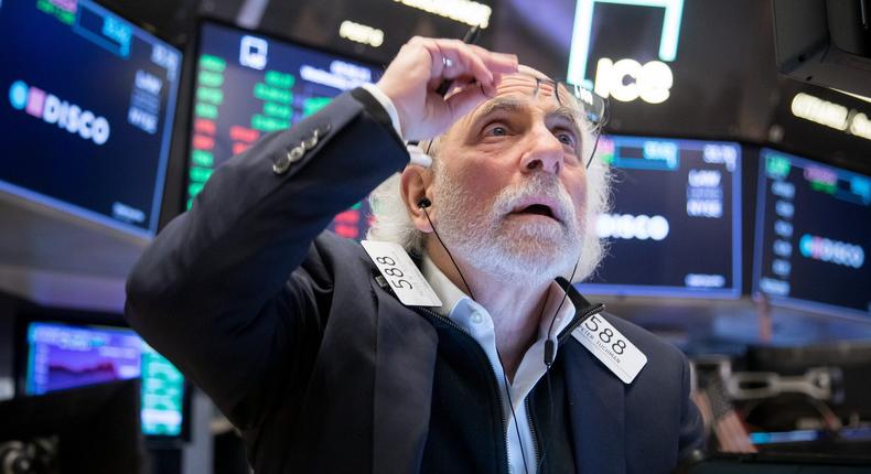 A trader works at the New York Stock Exchange NYSE in New York, the United States, on March 9, 2022.