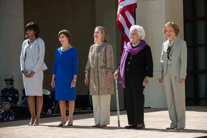 Laura Bush, Hillary Clinton, Barbara Bush and Rosalynn Carter /  (Photo by Brooks Kraft LLC/Corbis via Getty Images)