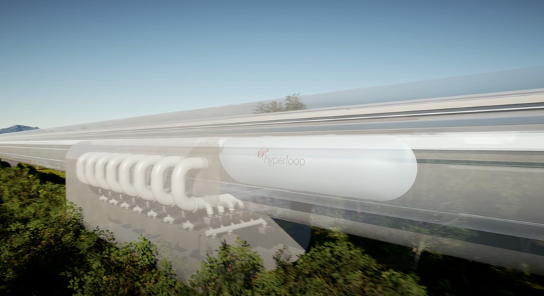 Wizja artystyczna szybkiego środka transportu Virgin Hyperloop